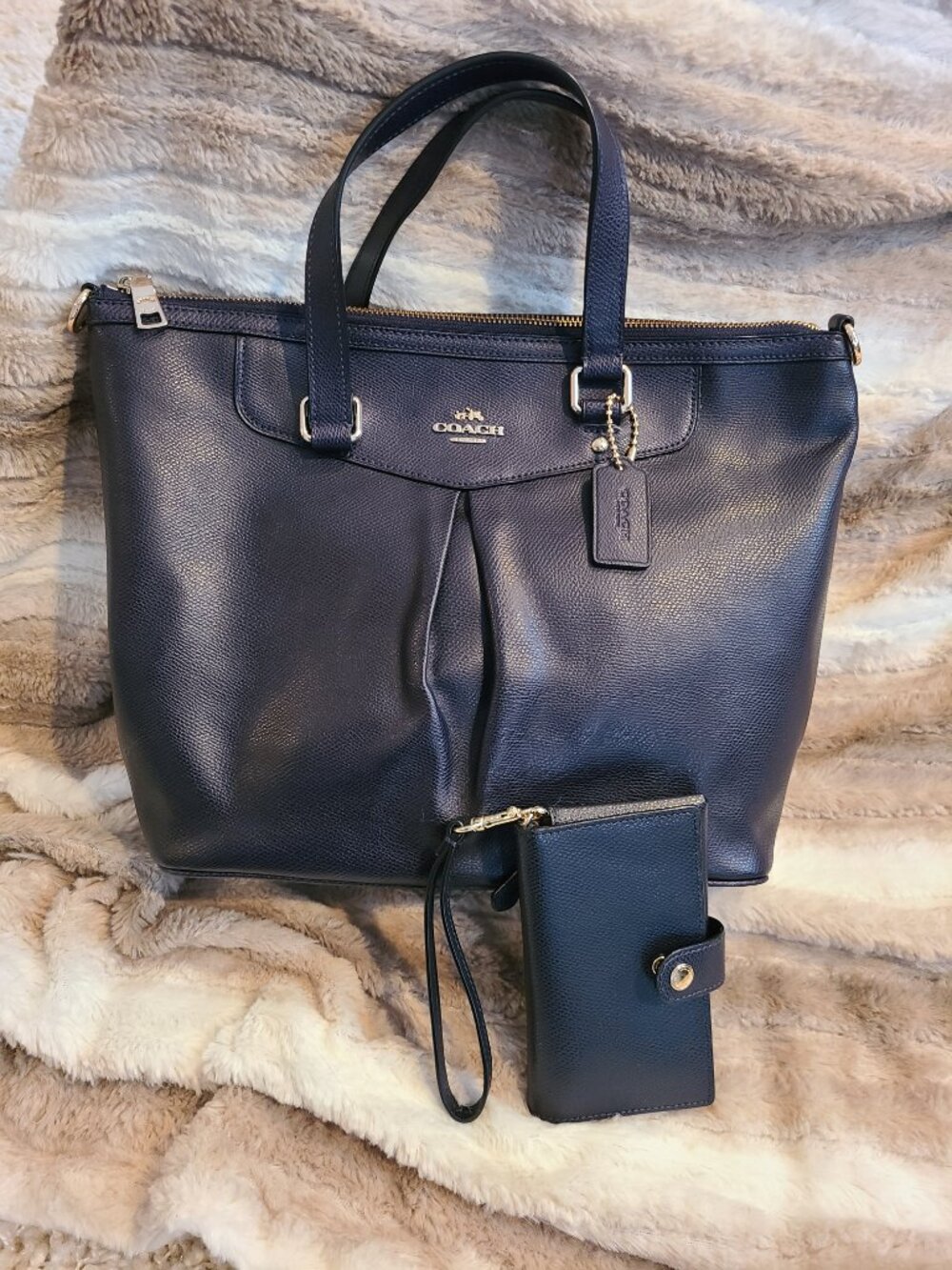 Coach Navy Blue handbag and wallet